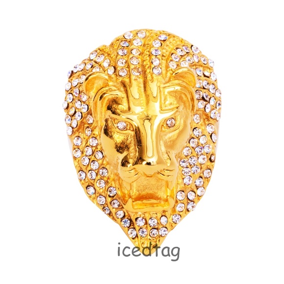 Biker Men's Retro Casting Gold Silver 316L Stainless Steel Lion Head Ring Band e
